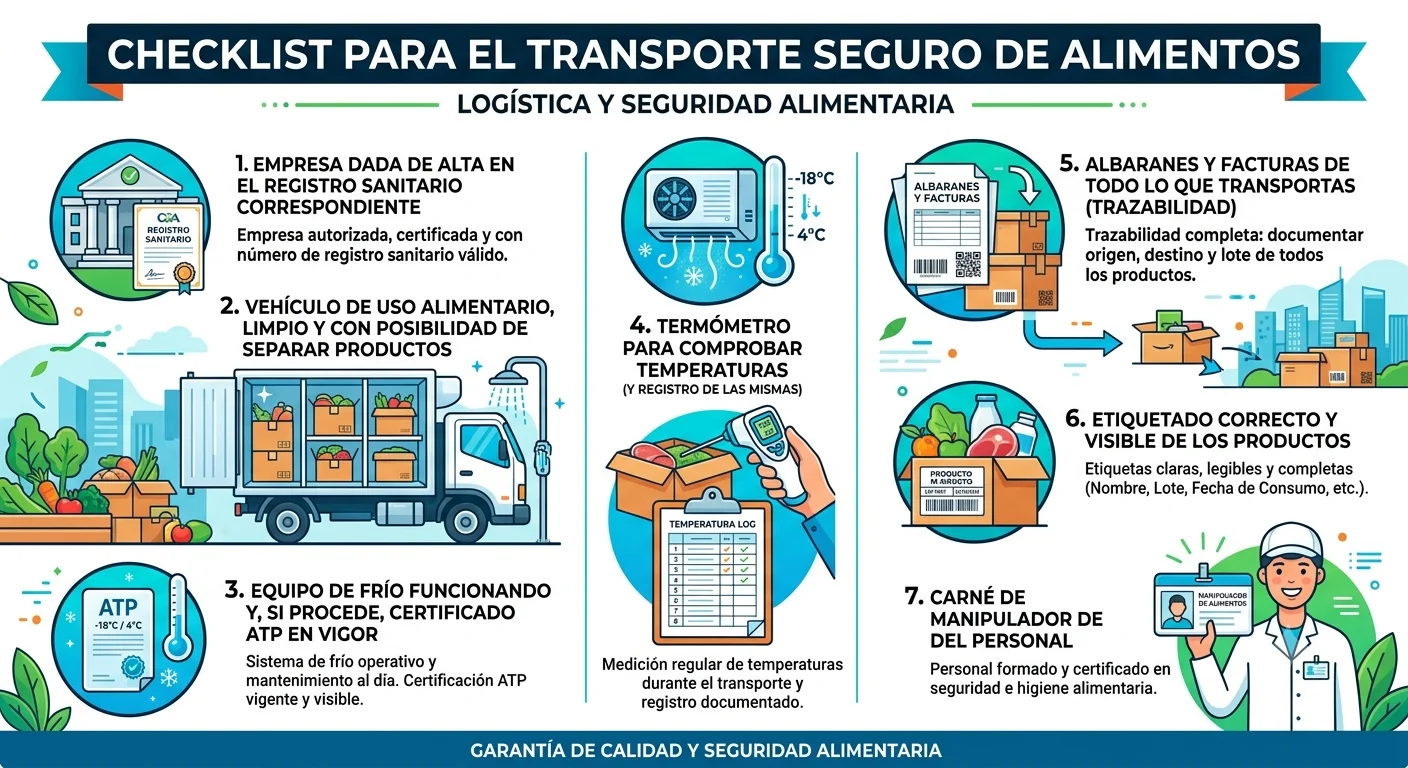 Checklist de requisitos sanitarios para el transporte de alimentos en la Feria de Málaga 2026